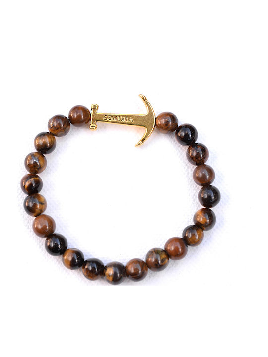 Herren Armband Halbedelsteine Auge Tiger Verankerung