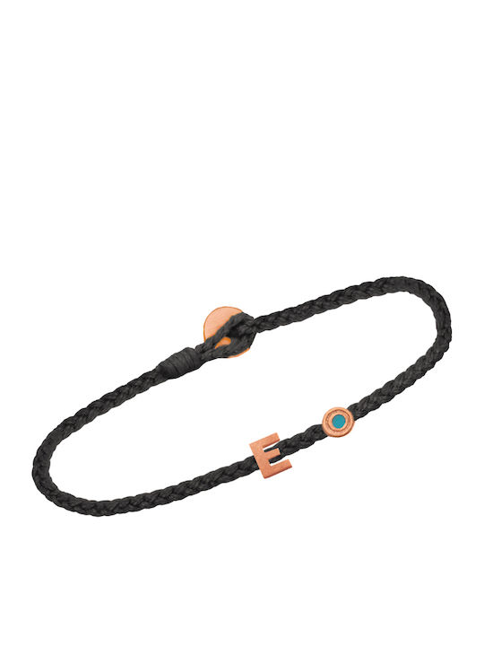 Silver Pink Gold Plated Rope Bracelet Monogram E