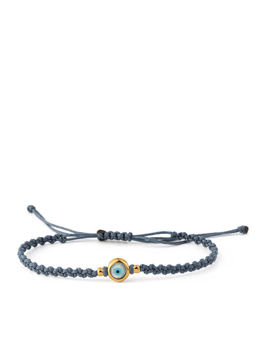 Bracelet Eye Gray Macrame Silver 925 Gold Plated