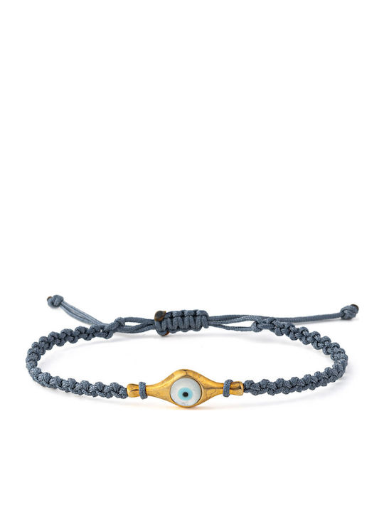 Gray Eye Macrame Bracelet Silver 925 Gold Plated