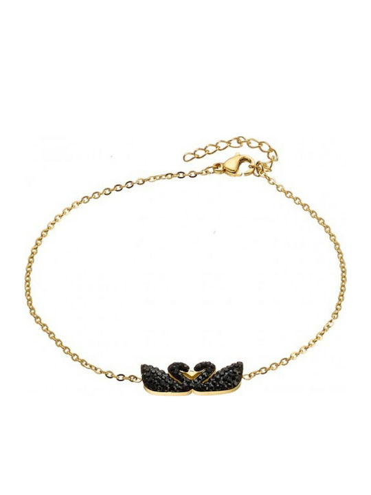 Women's Bracelet Swans Steel 316l Gold Art 00673