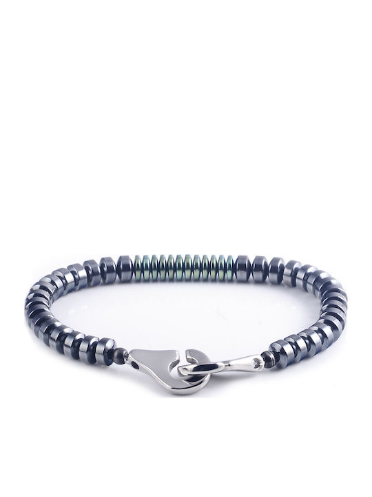 Armband Männer Edelstahl Stahl Hämatit & Handschellen Polizei Tribute 0230444301