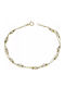 Double Gold Bracelet 14K Pearls Stones Nefrite 046006 046006