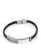 Men's Steel Knitted Black Leather Bracelet