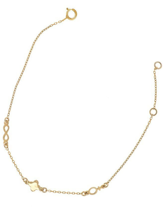 Zierliches Vergoldetes Silber Armband Mit Dreif...