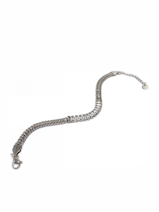 Karmafashion Damen Armband aus Stahl 316l Kette mit Kristallen Silber 2212-173a