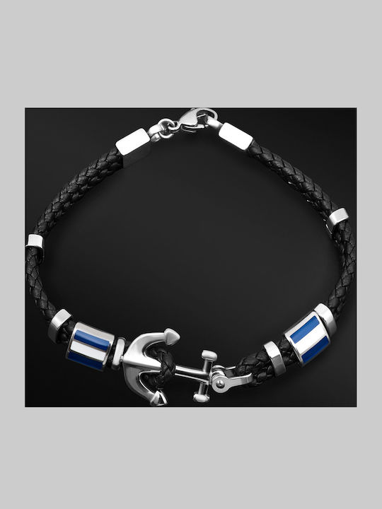 Tribute Herren Armband Edelstahl Stahl Anker & Emaille