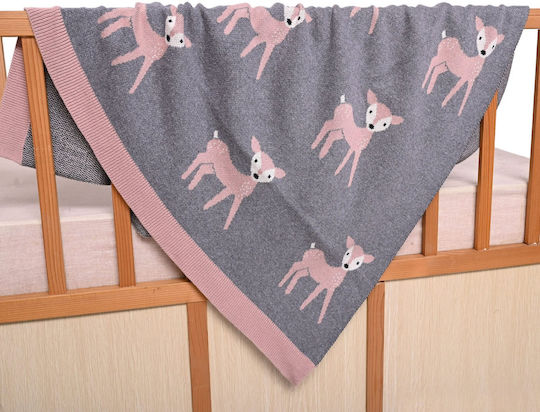 Liolios Home Pătură Pepinieră Swaddling pături 100% bumbac Gri 80x100cm