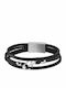 Armband Hand Schwarz Leder Edelstahl Br-art00407bl