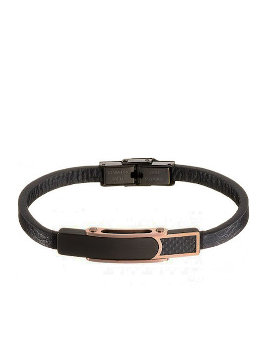 Armband Hand Schwarz Leder Edelstahl Br-art00418br