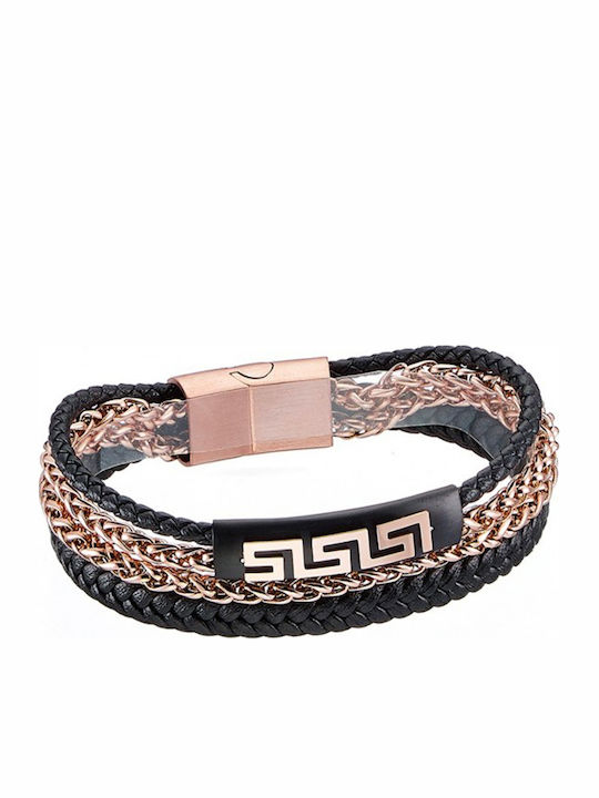 Armband Hand Schwarz Leder Edelstahl Br-art00409br
