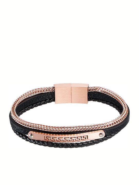 Armband Hand Schwarz Leder Stahl Br-art00408br