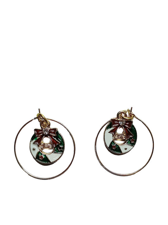 Tatu Moyo Handmade Gold Plated Metallic Christmas Hoop Earrings 4cm