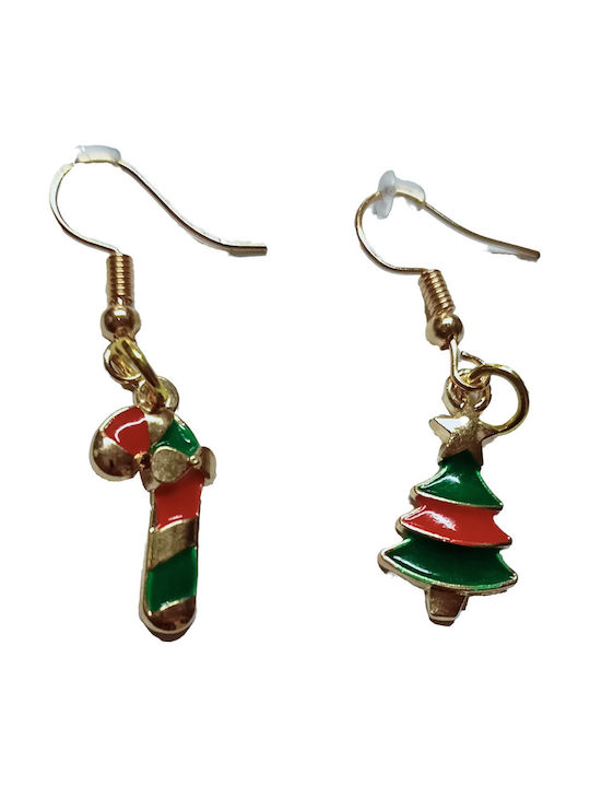 Handmade Gold Plated Metallic Christmas Tree Stick Earrings 4cm Tatu Moyo