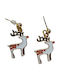 Tatu Moyo Handmade Gold Plated Metallic Christmas Reindeer Enamel Earrings 4cm
