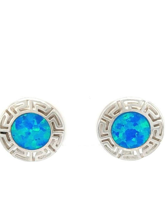 Ohrringe Damen Nieten Silber 925° Meander Kunst-Opal