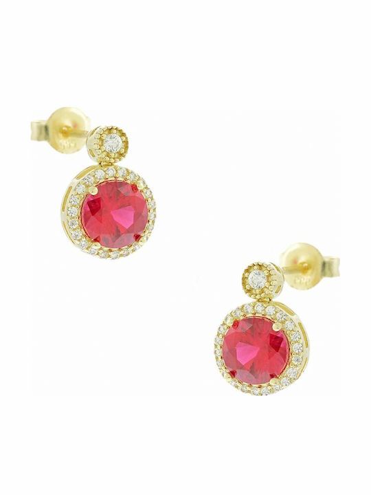 Art D Earrings Rose Gold 14K Zircon Ade-381 Transparent Red White