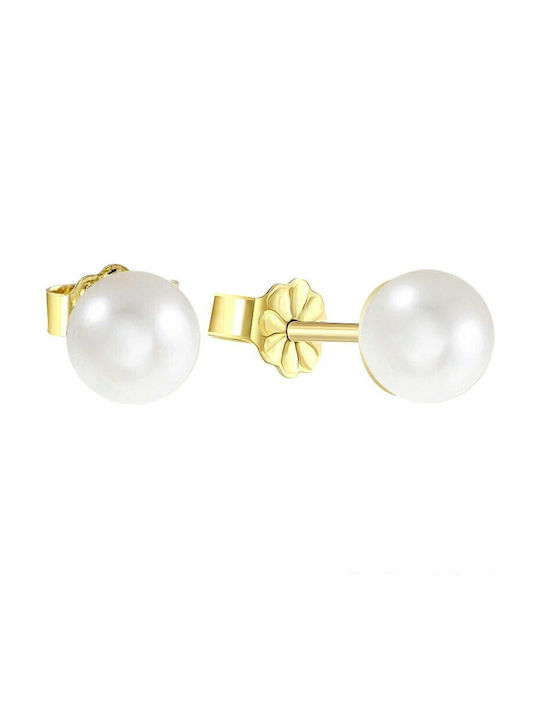 Yellow Gold Stud Earrings K14 Pearl Sk11100159