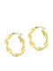 Yellow Gold Earrings 14K Hoops Twisted Sk11100040