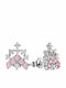 14K White Gold Stud Earrings with Pink Zircon Sk11200107