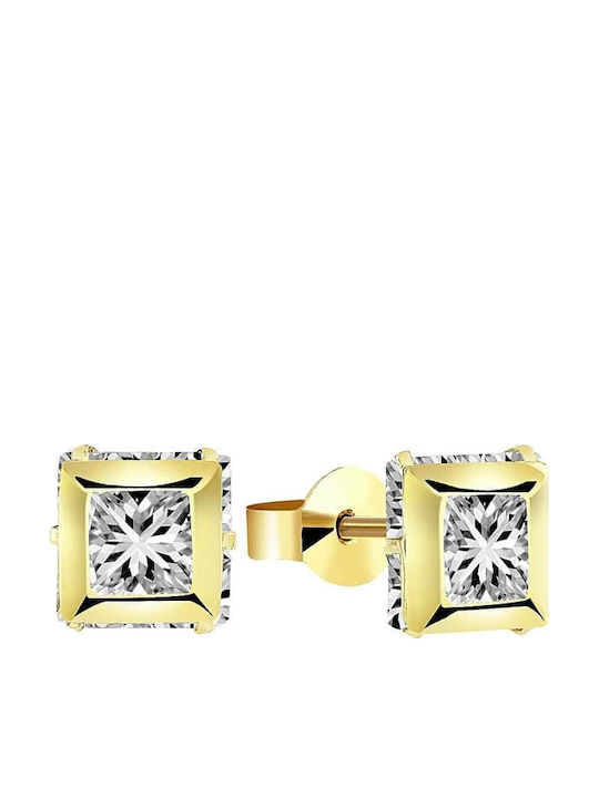 Stud Earrings Yellow Gold 14K Zircon Sk11100320
