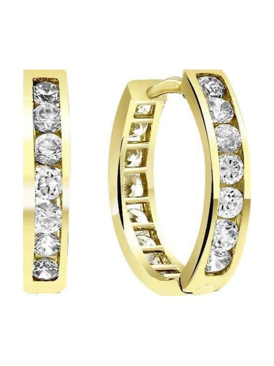 Gold Earrings Small Hoop Yellow 14K Zircon Sk11100295