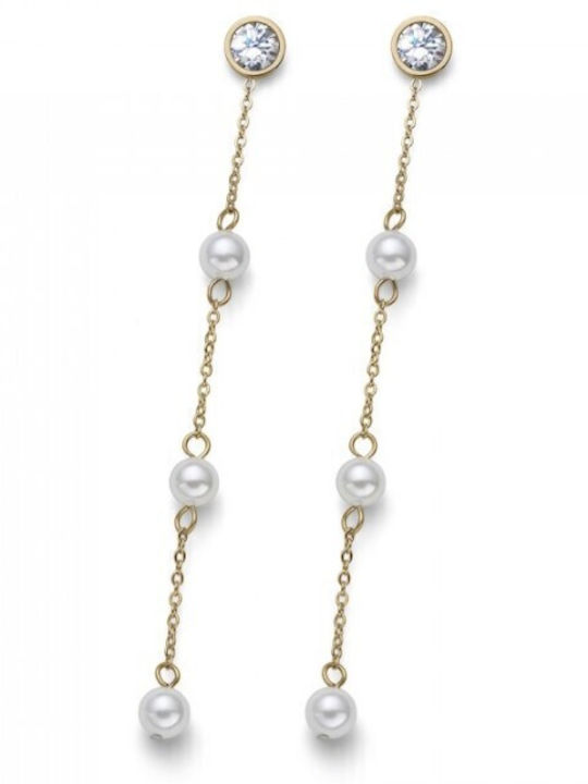 Oliver Weber 23016g Women's Gold Plated Earrings Crystal Stones Pearls-earrings Away