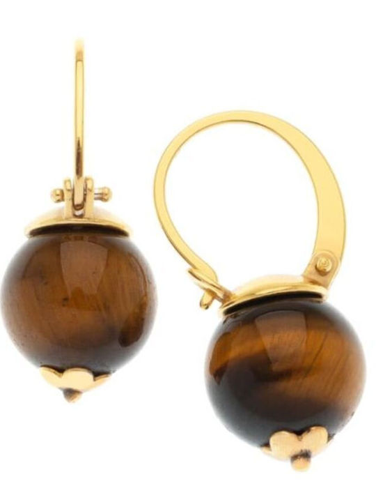 Women's Earrings Tiger Eye Stone Silver 925 Gold Plated 51200 Arteon