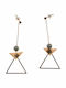 Stainless Steel Earrings Pink Gold Triangle Pearls Bz-er-00204