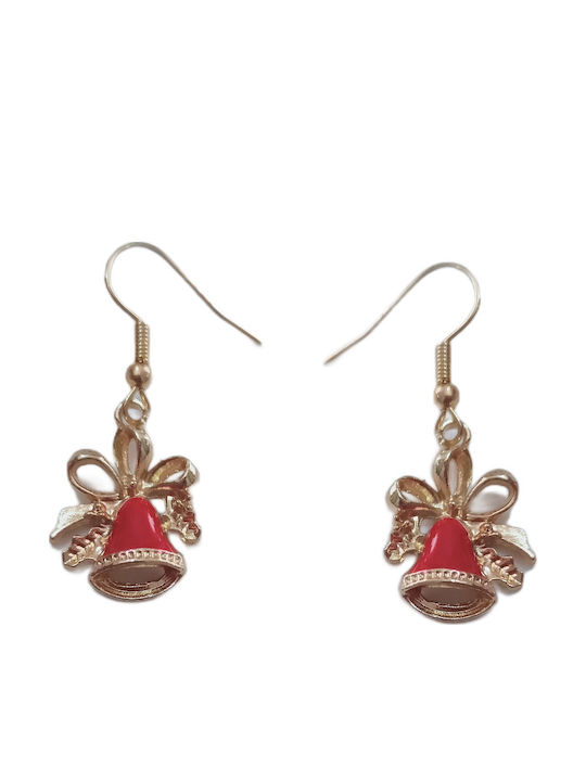 Handmade Gold Plated Metal Earrings Christmas Bell 4cm Tatu Moyo