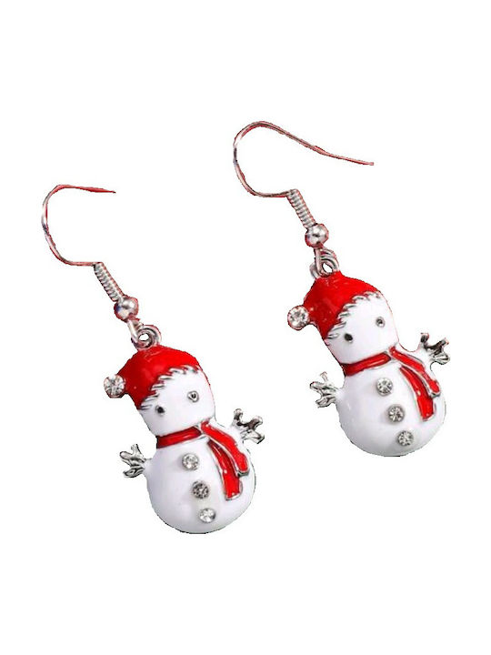 Handmade Silver Metal Christmas Snowman Earrings 4cm Tatu Moyo