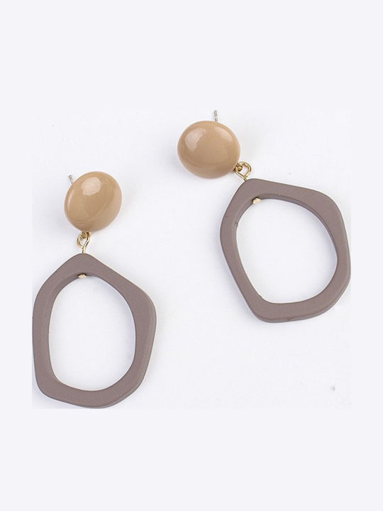 Synthetic Resin Ear Studs Καφέ Κατασκευασμένα Συνθετική Ρητίνη Βάρος 10 Gr