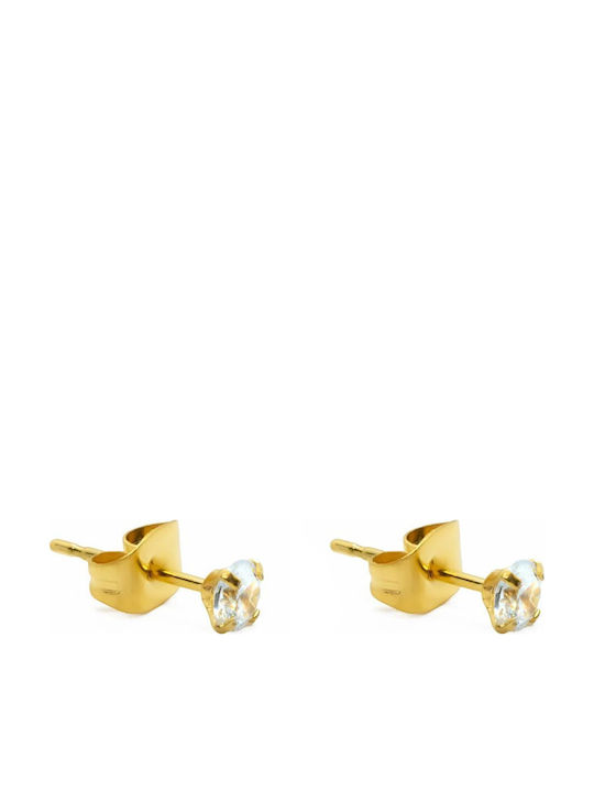 Ohrring Ohrläppchen Verschluss Stahl Gold Zirkon 4mm