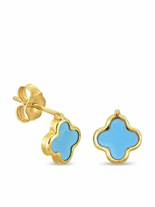Gold Earrings Turquoise Stone Sk080 9 Carats
