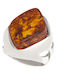 Silverline Women's Silver Amber Rhombus Ring