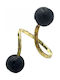 Handmade Gold Metal Ring with Black Lava Stone Tatu Moyo 2514-601xa