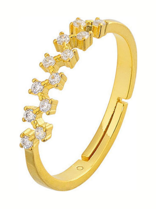 Princesilvero Ring Gold Half Eternity Band Silver 925 Zircon 2a-rg204-3