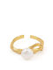 Open Pearl Ring – Gold Plated Silver 925
