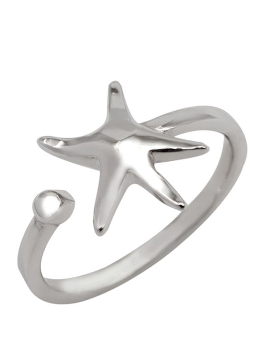 Silverline Inel Argintiu Pentru Femei Stea Alb Placat Cu Platină