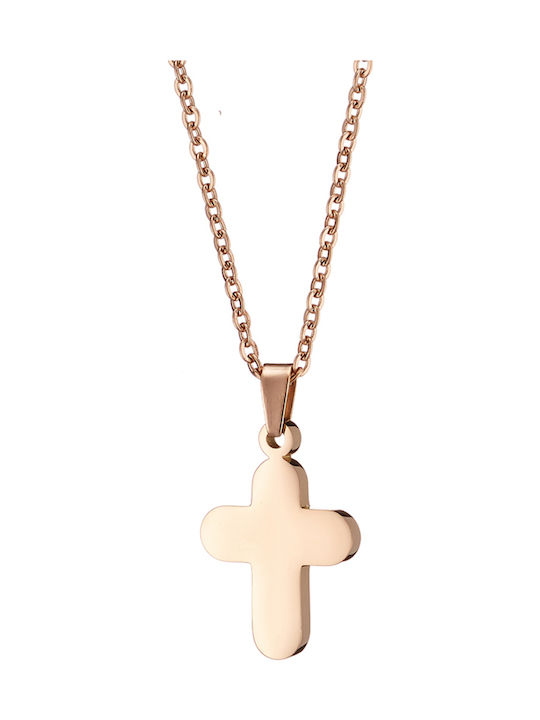 Kreuz Kette Art 01164 Stahl 316l Roségold