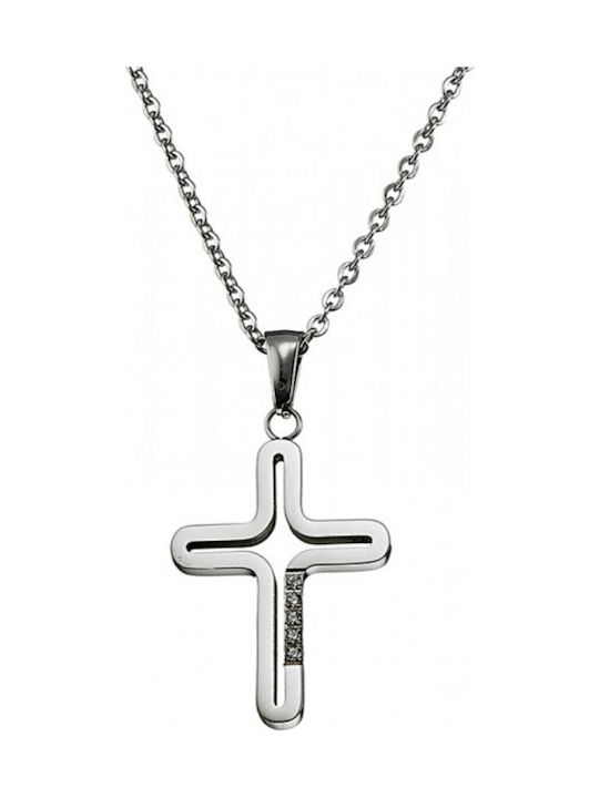 Women's Necklace Cross Art 01332 Steel 316l Silver