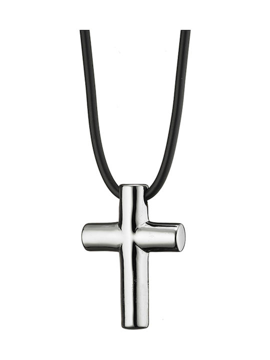 Männlicher Stahl 316l Kreuz mit Gummi Silber Art 01279