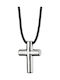 Männlicher Stahl 316l Kreuz mit Gummi Silber Art 01279