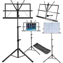 Suprimo D1 Music Stand Sheet Holder Tripod Adjustable Foldable Cover Set 65-130 cm Up to 12 kg Storage Bag Foldable Tripod Music Stand Sheet Music Carrying Case