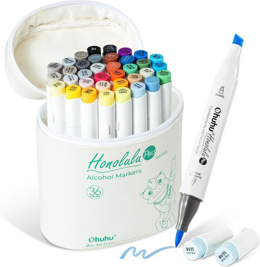 Ohuhu Honolulu Plus Grundfarben Zeichenstifte Alkoholvermischung Supreme Pinsel & Meißel Set 36 Farben