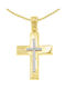 Yellow Gold Women's Cross K14 Zircon St11101063