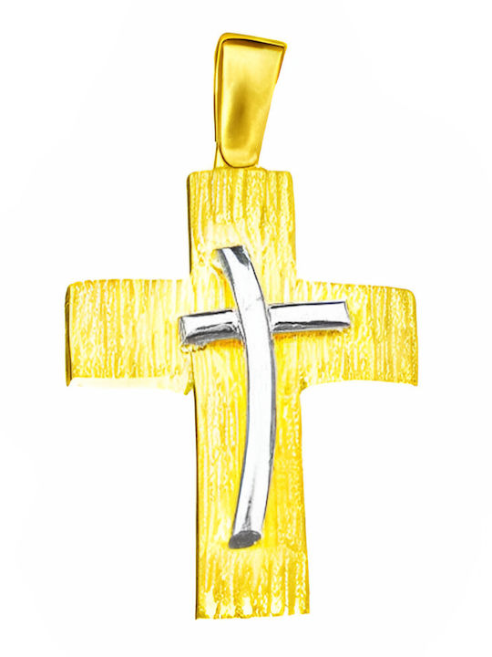 Two-Tone Handmade Gold Cross 14K Gatsa 12k11