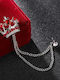 Silver Lapel Pin Crown Red Crystal