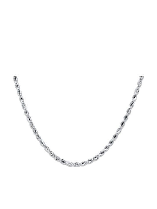 Dennis Rope Chain Silver 3mm Neck Chain Stainless Steel 316L 40 cm Dennis Rope Chain Silver 3mm Neck Chain Stainless Steel 316L 40 cm