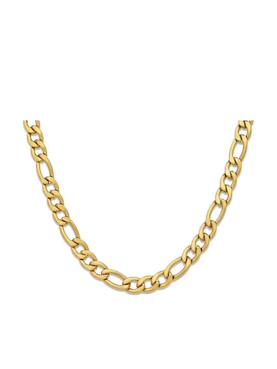 Figaro Chain Gold 6mm Αλυσίδα Λαιμού Ανοξείδωτο Ατσάλι 316l 55 Cm